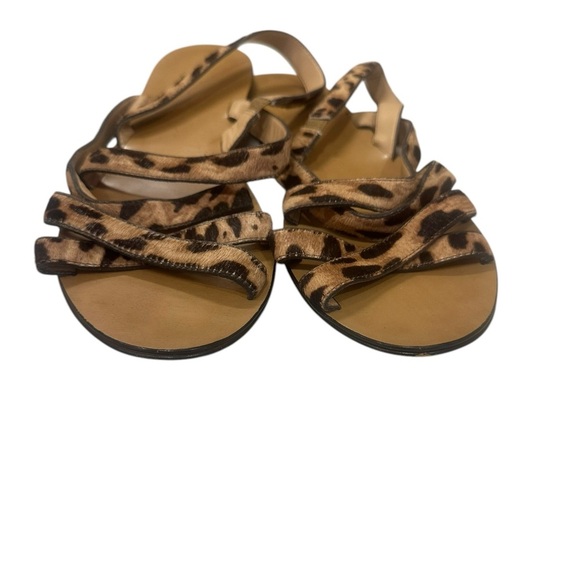 Women’s J. Crew Mackenzie Leopard Print Calf Hair Strap Sandals Size 7 - Picture 3 of 5